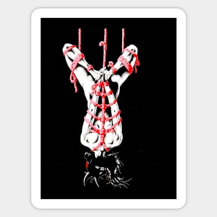 Bound in red shibari suspension kinbaku rope bondage Sticker